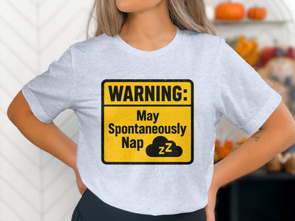 Warning May Spontaneously Nap Funny | A Caution | Retirement Personalized Soft Color Bella T-Shirts - Retiree Gifts Retirement Party