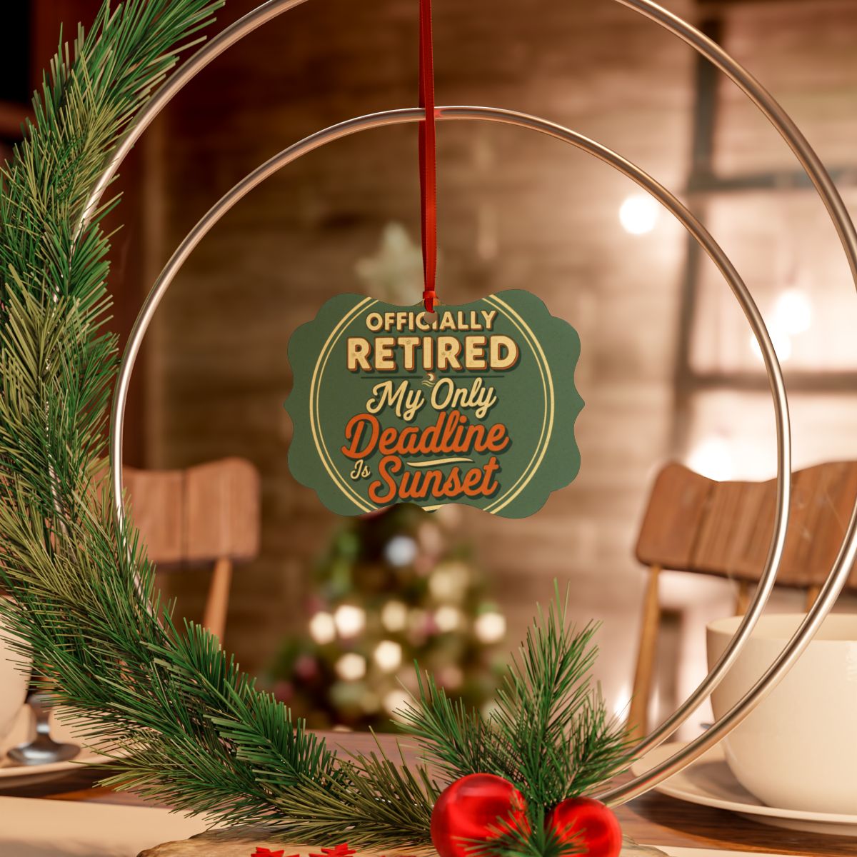 Officially Retired Deadline Sunset | Retirement Custom Cur Ornaments - Retiree Gifts Retirement Party