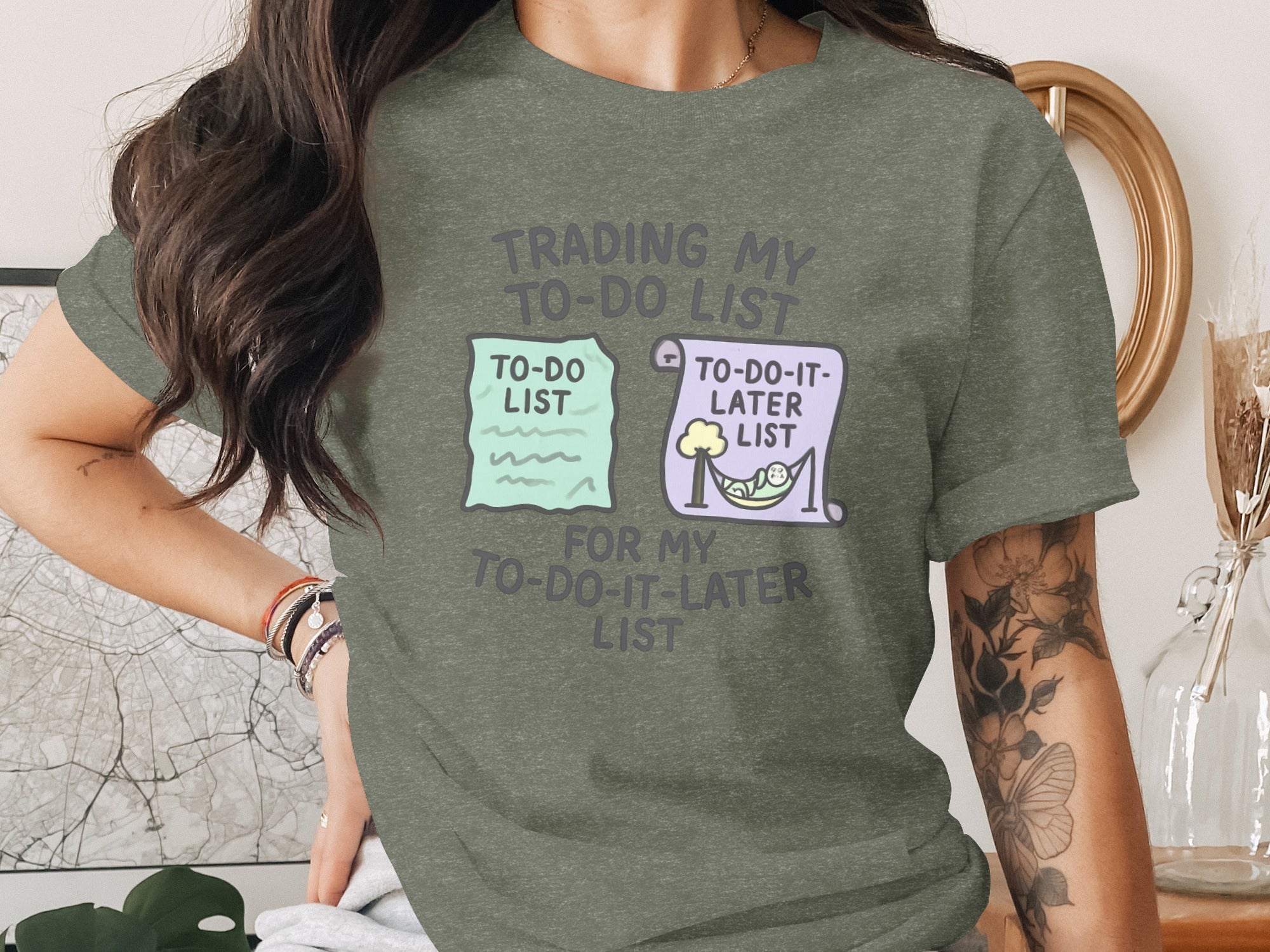 Trading My To-Do List for my To-Do-It-Later List | Dark Heather Color Bella T-Shirts - Retiree Gifts Retirement Party