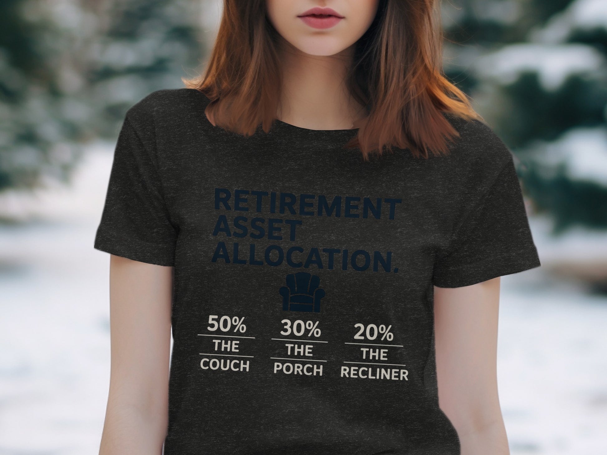 Retirement Asset Allocation | Customizable with Retiree's Name Dark Heaterh Color Bella T-Shirts - Retiree Gifts Retirement Party