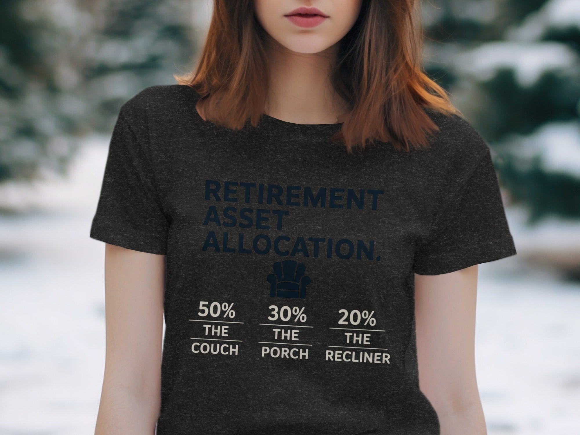 Retirement Asset Allocation | Customizable with Retiree's Name Dark Heaterh Color Bella T-Shirts - Retiree Gifts Retirement Party