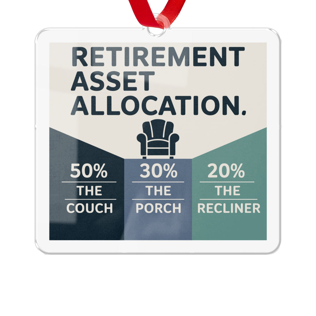 Retirement Asset Allocation Ornaments | 50 Percent Couch 30 Percent Porch 20 Percent Recliner - Retiree Gifts Retirement Party