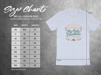 Officially Retired Deadline Sunset | Retirement Gifts | Soft Color Bella T-Shirts - Retiree Gifts Retirement Party