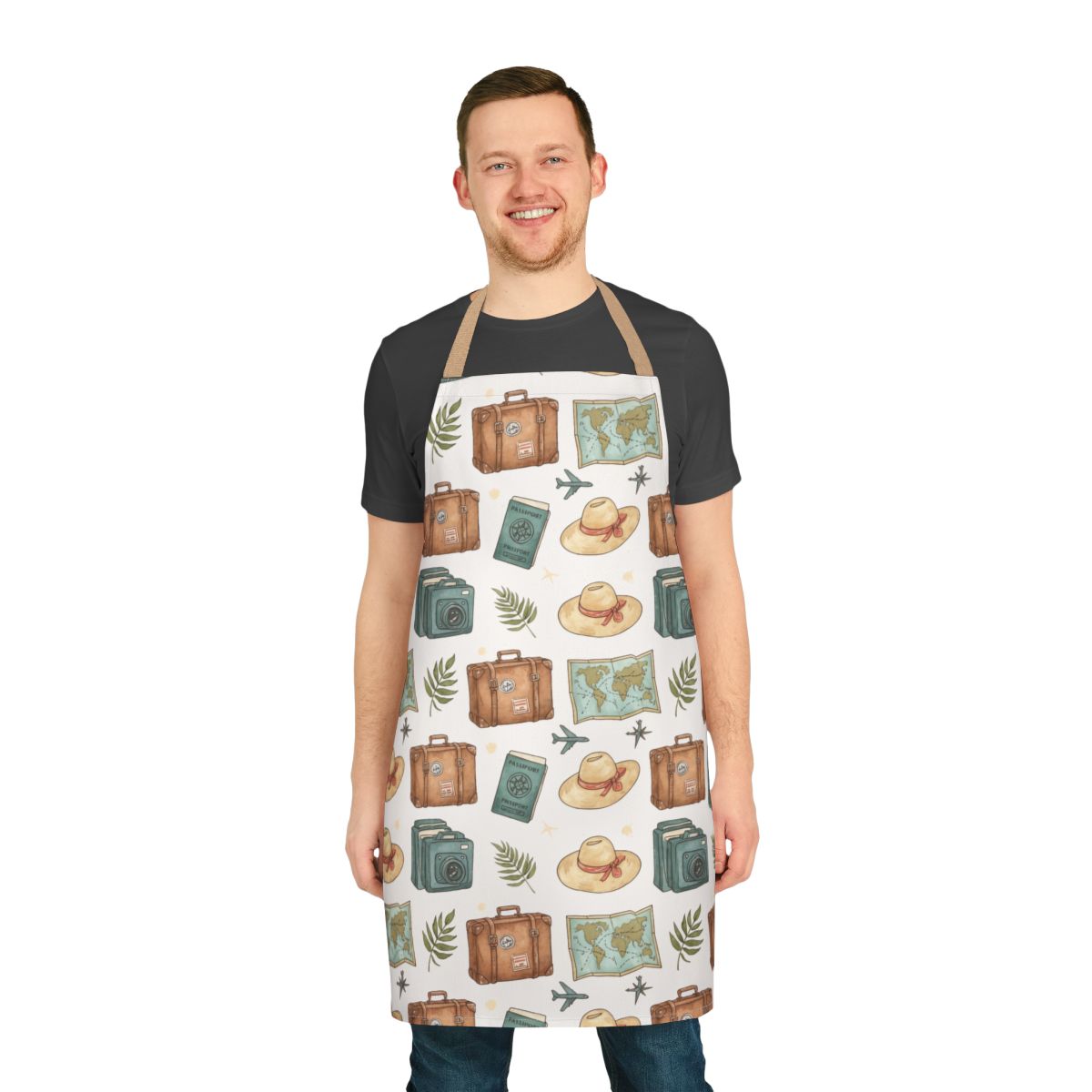 Vintage Travel Inspired Pattern Chef Apron