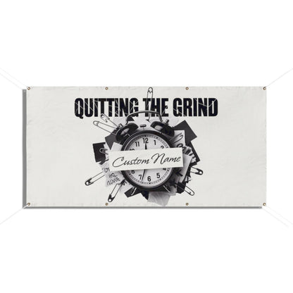 Quitting The Grind Clock with Pins on Paper Vinyl Banner or Yard Sign - Retiree Gifts Retirement Party