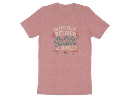 Officially Retired Deadline Sunset | Retirement Gifts | Soft Color Bella T-Shirts - Retiree Gifts Retirement Party