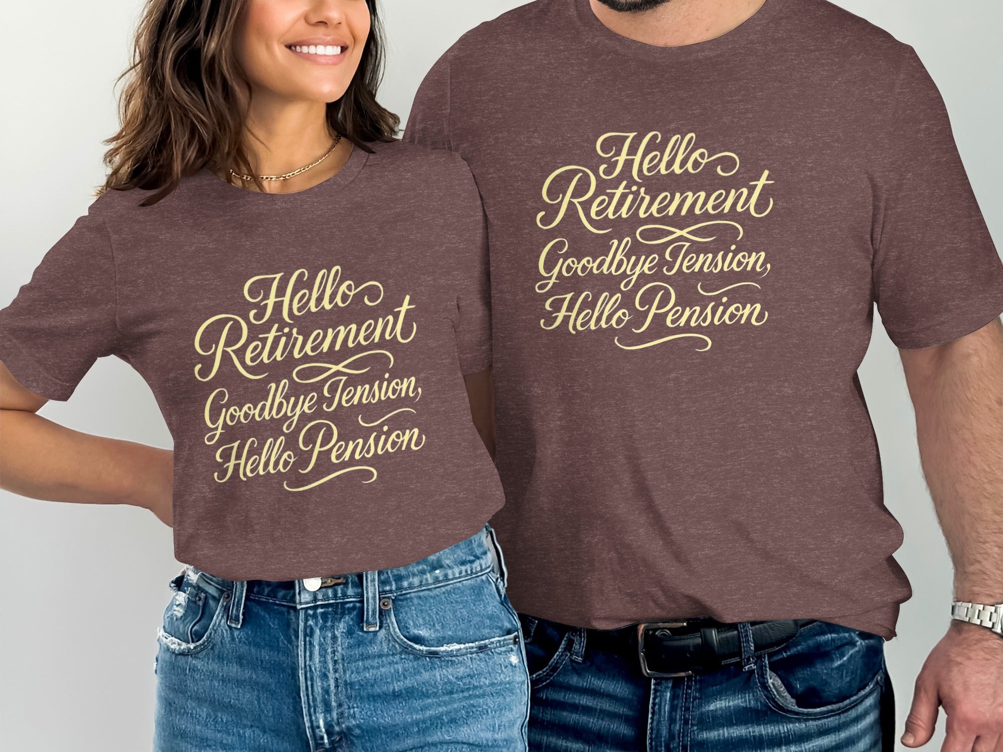 Hello Retirement Goodbye Tension Hello Pension | Dark Heaterh Color Bella T-Shirts - Retiree Gifts Retirement Party