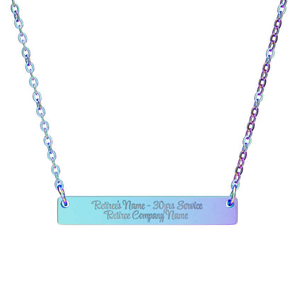 Personalized Engraved Bar Necklace Retirement Gift