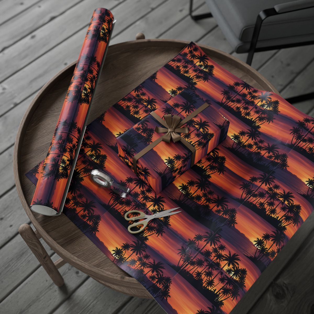 Sunset Palm Tree Gift Wrap Paper Large Roll product