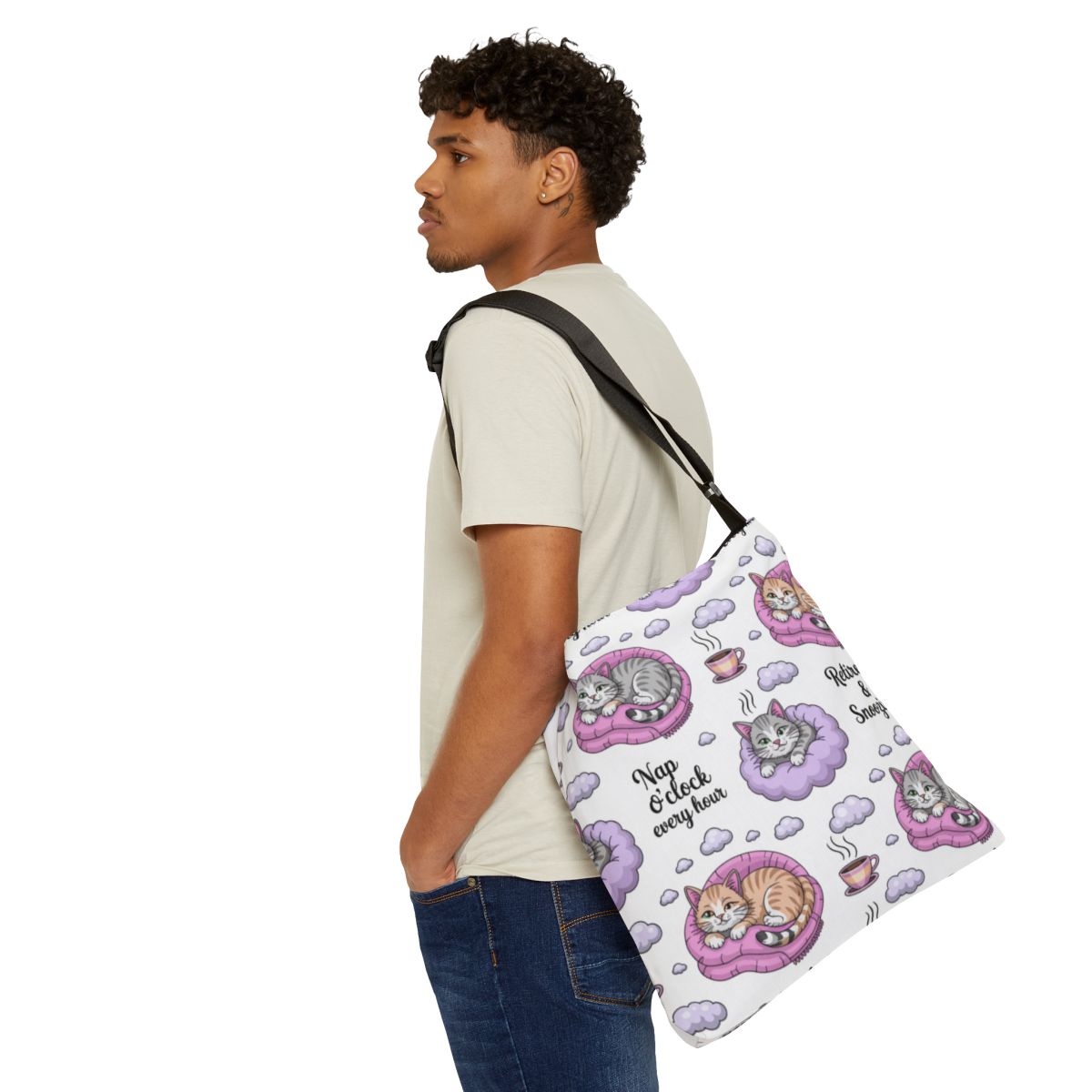 Adorable Cat Nap Tote Bag Design Canvas Tote Bags - Retiree Gifts Retirement Party
