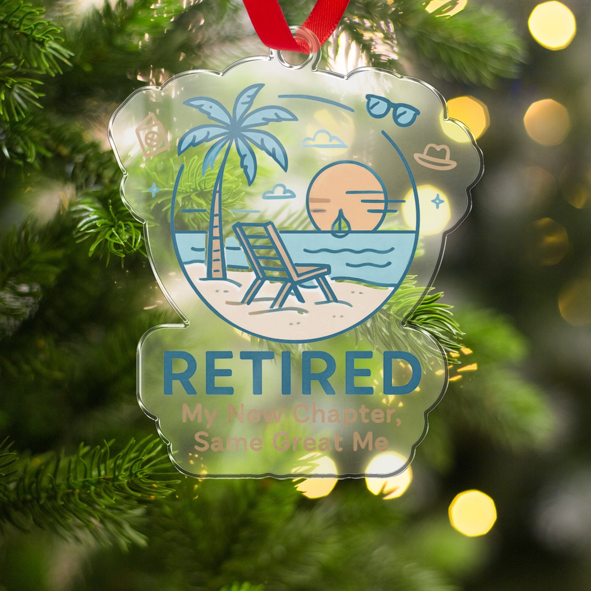 RETIRED My New Chapter Same Great Me Ornaments - Retiree Gifts Retirement Party