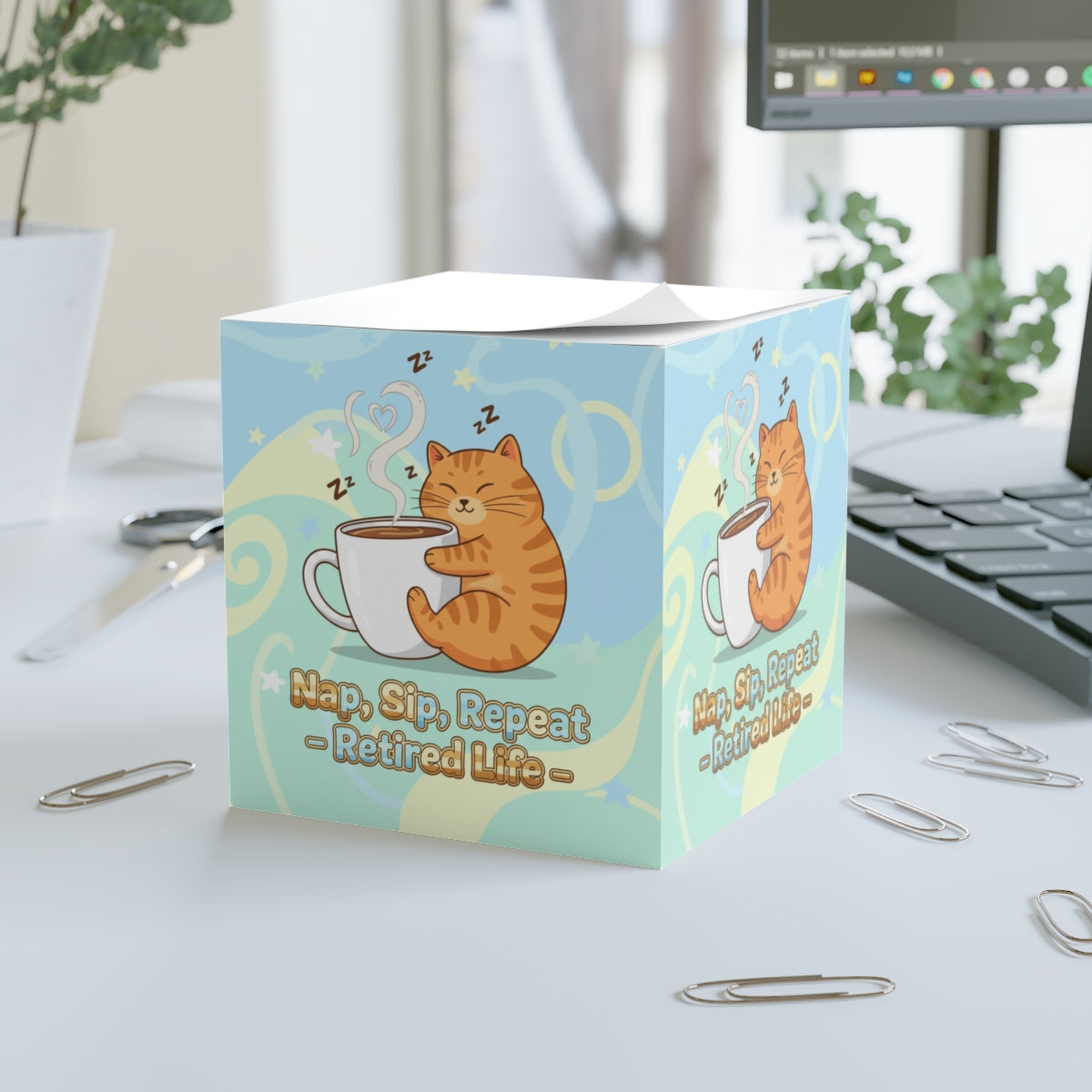 Nap Sip Repeat Retired Life Cute Cat Box