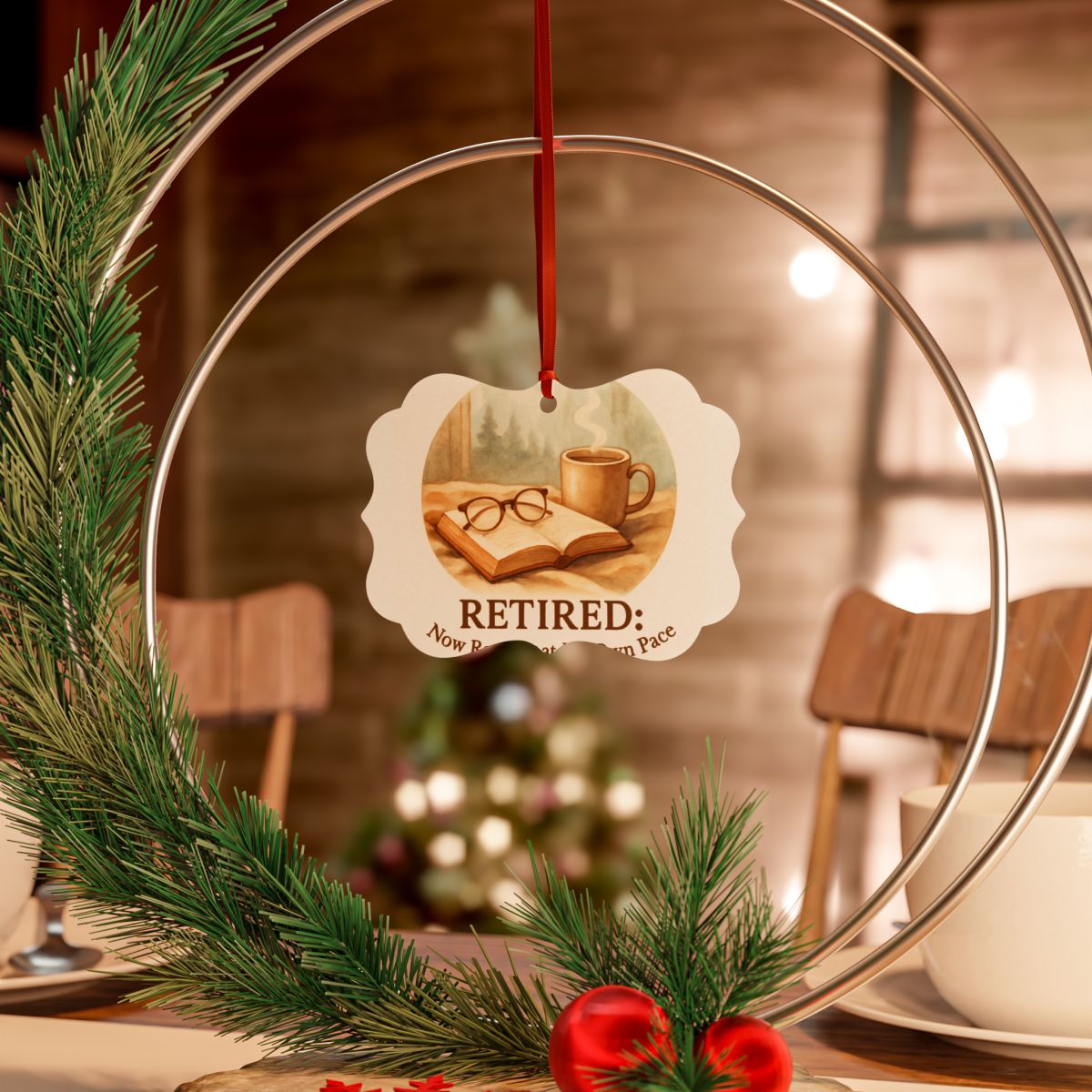 Retired Now Reading at My Own Pace Ornaments - Retiree Gifts Retirement Party