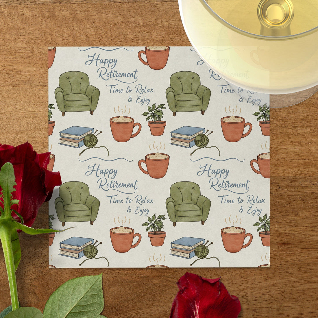 Happy Retirement Time to Relax and Enjoy | Dinner Drink Custom Napkins - RetireeGifts