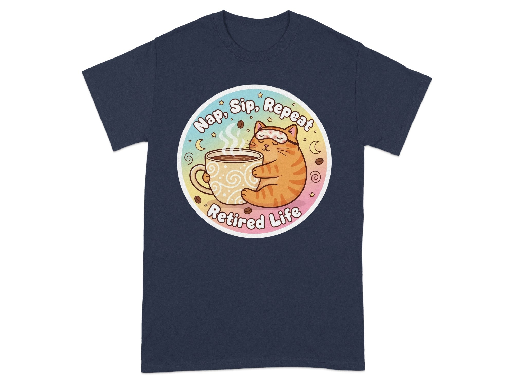 Nap Sip Repeat Retired Life Cute Cat Coffee Shirt