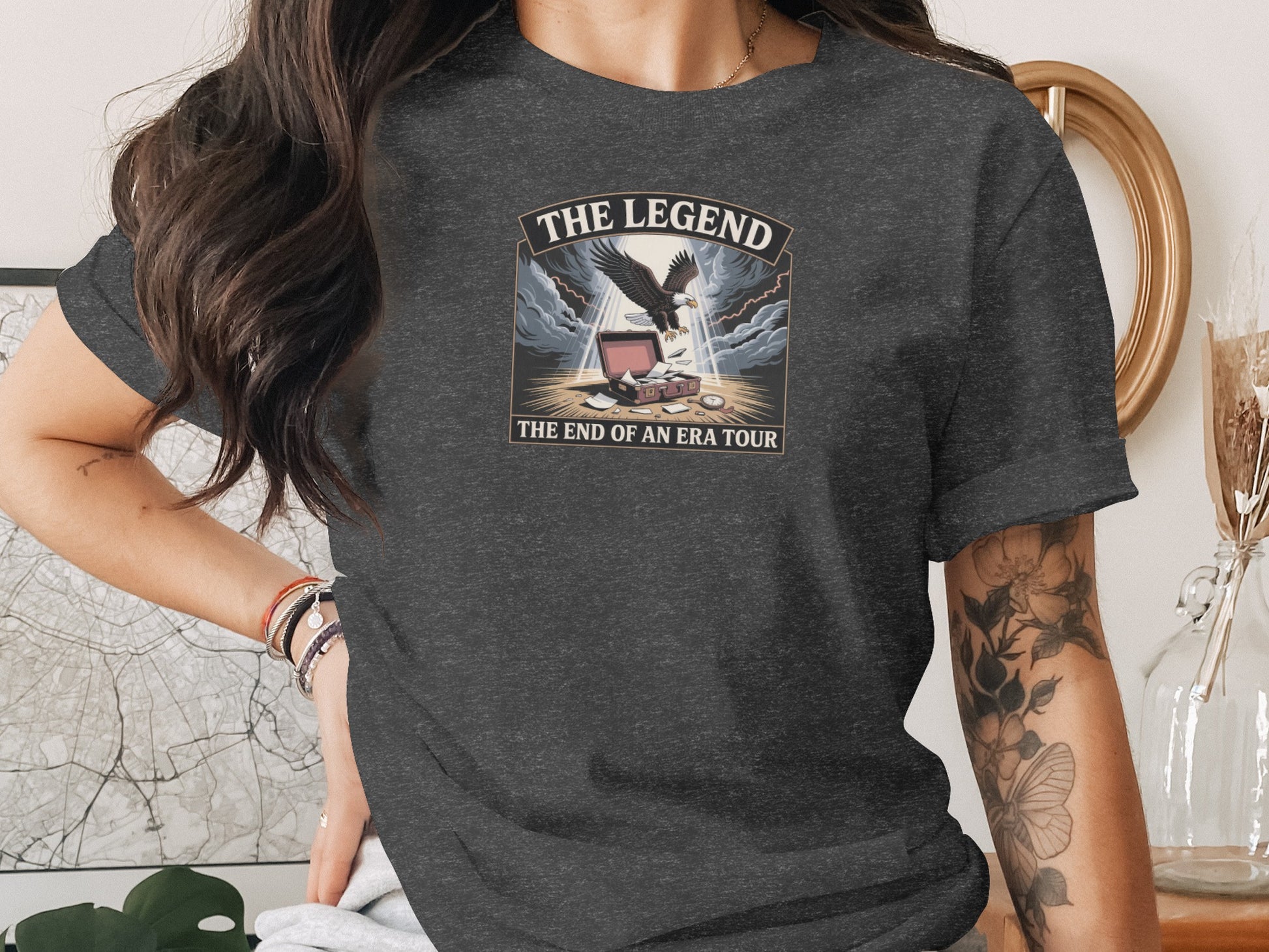 The Legend The End of An Era Tour | Dark Heaterh Color Bella T-Shirts - Retiree Gifts Retirement Party