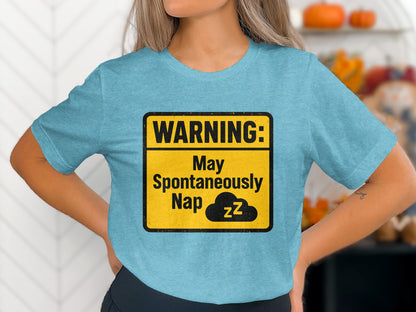 Warning May Spontaneously Nap Funny | A Caution | Retirement Personalized Soft Color Bella T-Shirts - Retiree Gifts Retirement Party