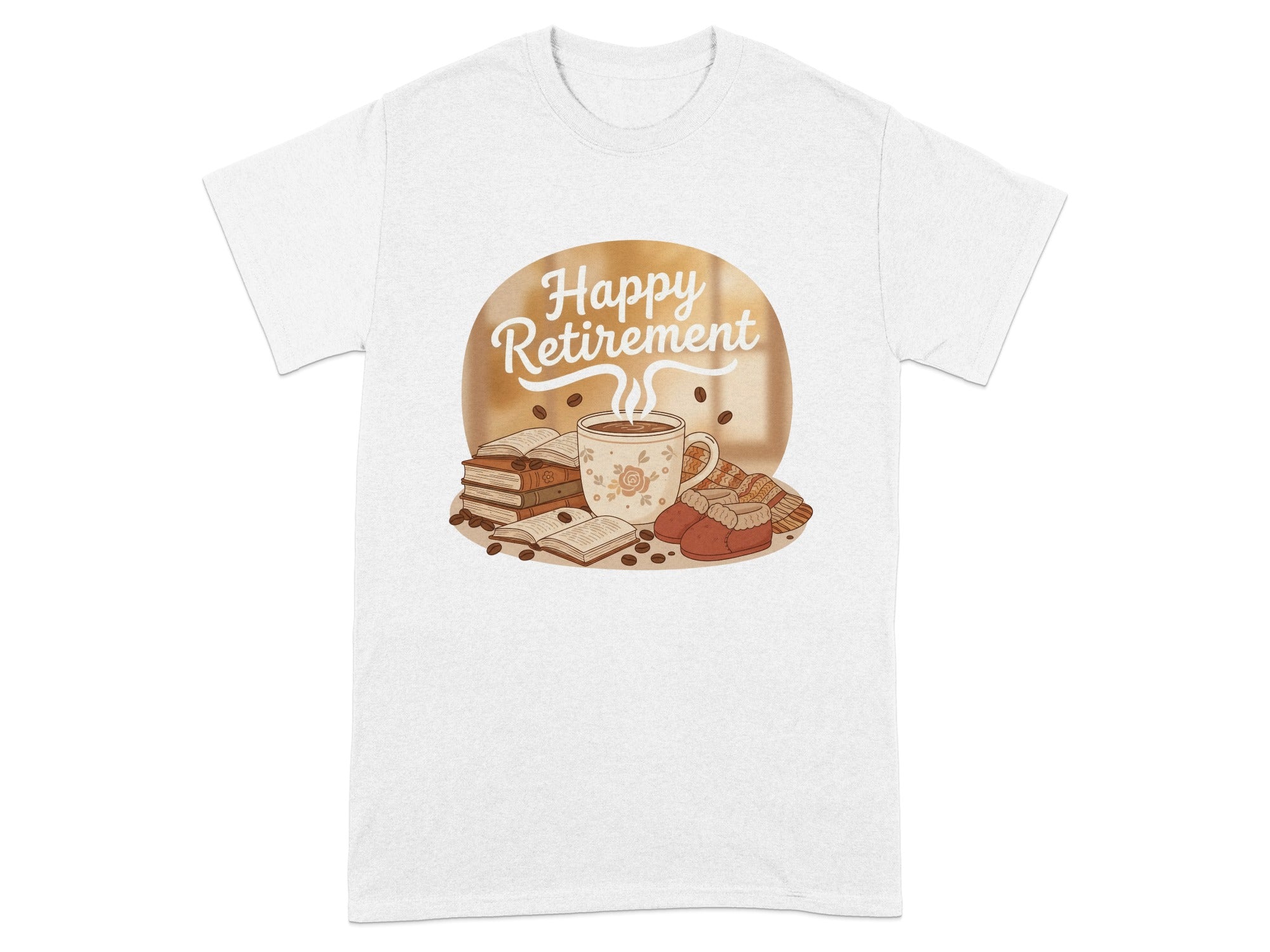 Happy Retirement Coffee Mug and Books Graphic T-shirt