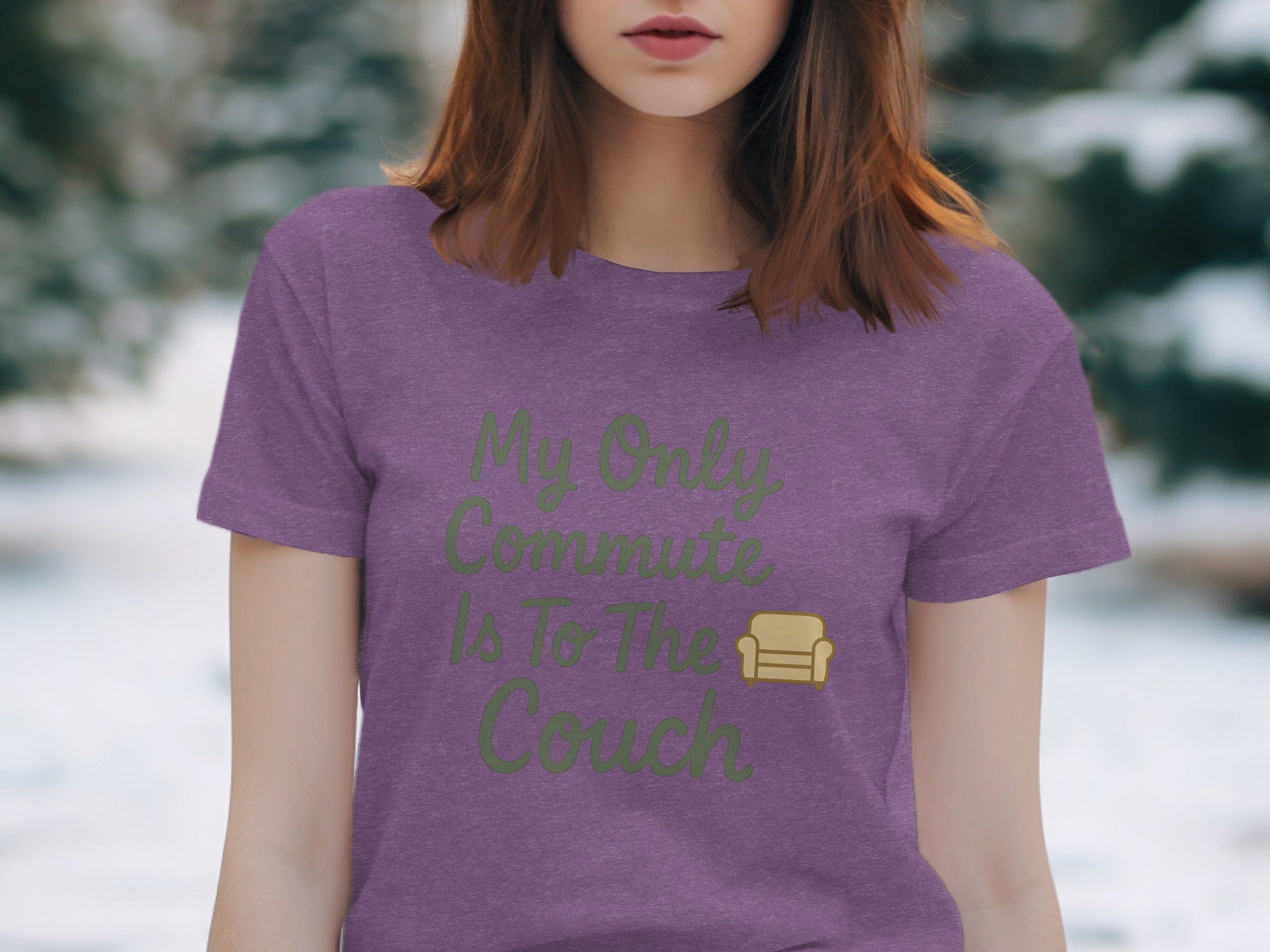 My Only Commute Is To The Couch | Dark Heather Color Bella T-Shirts - Retiree Gifts Retirement Party