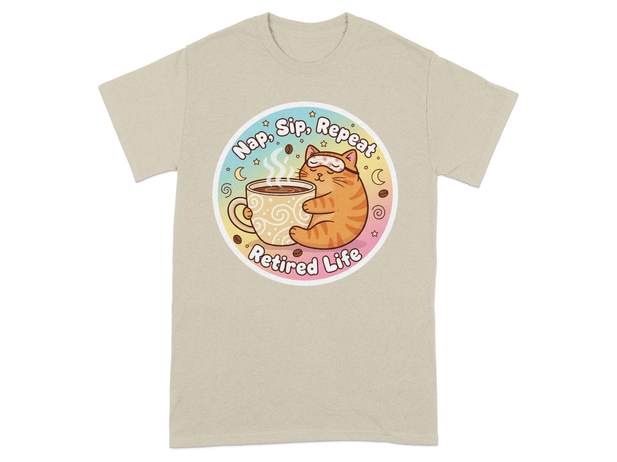 Nap Sip Repeat Retired Life Cat Graphic Tee