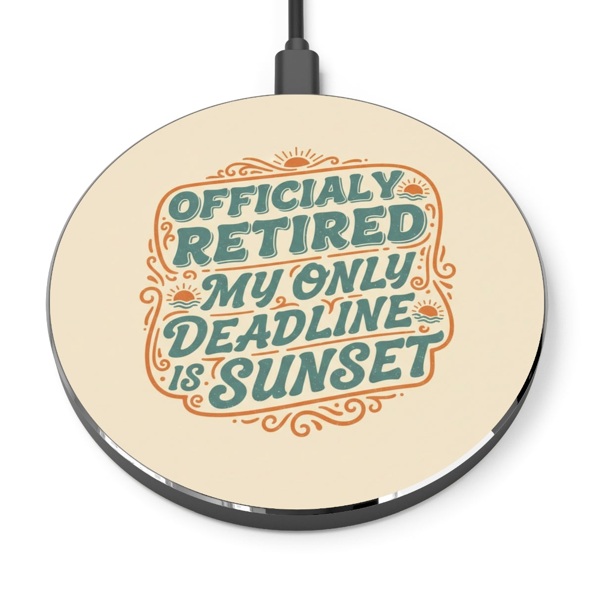 Officially Retired My Only Deadline Is Sunset | Gifts | Personalized Retirement Officially Retired Phone Stand or Phone Charger - Retiree Gifts Retirement Party
