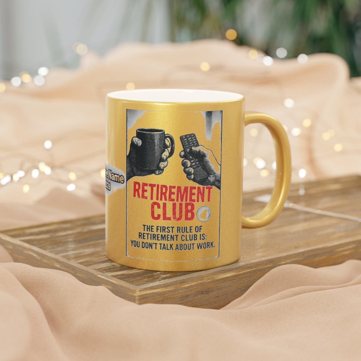 Novelty Mug with Retirement Club Rule Retro Style
