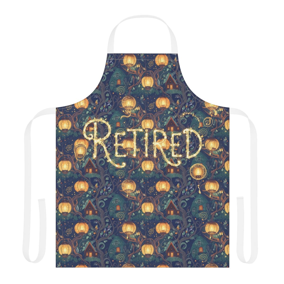 Retired Print with Whimsical Lamp Pattern Apron