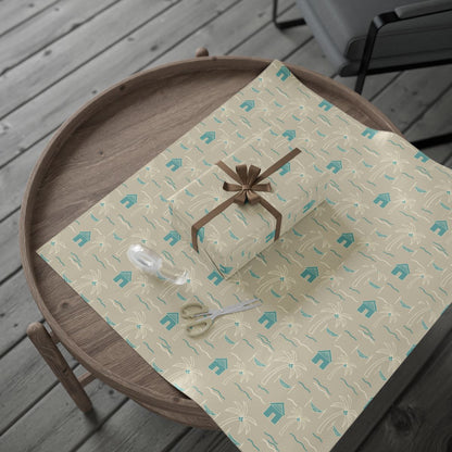 Tree and Hut Design Wrapping Paper product