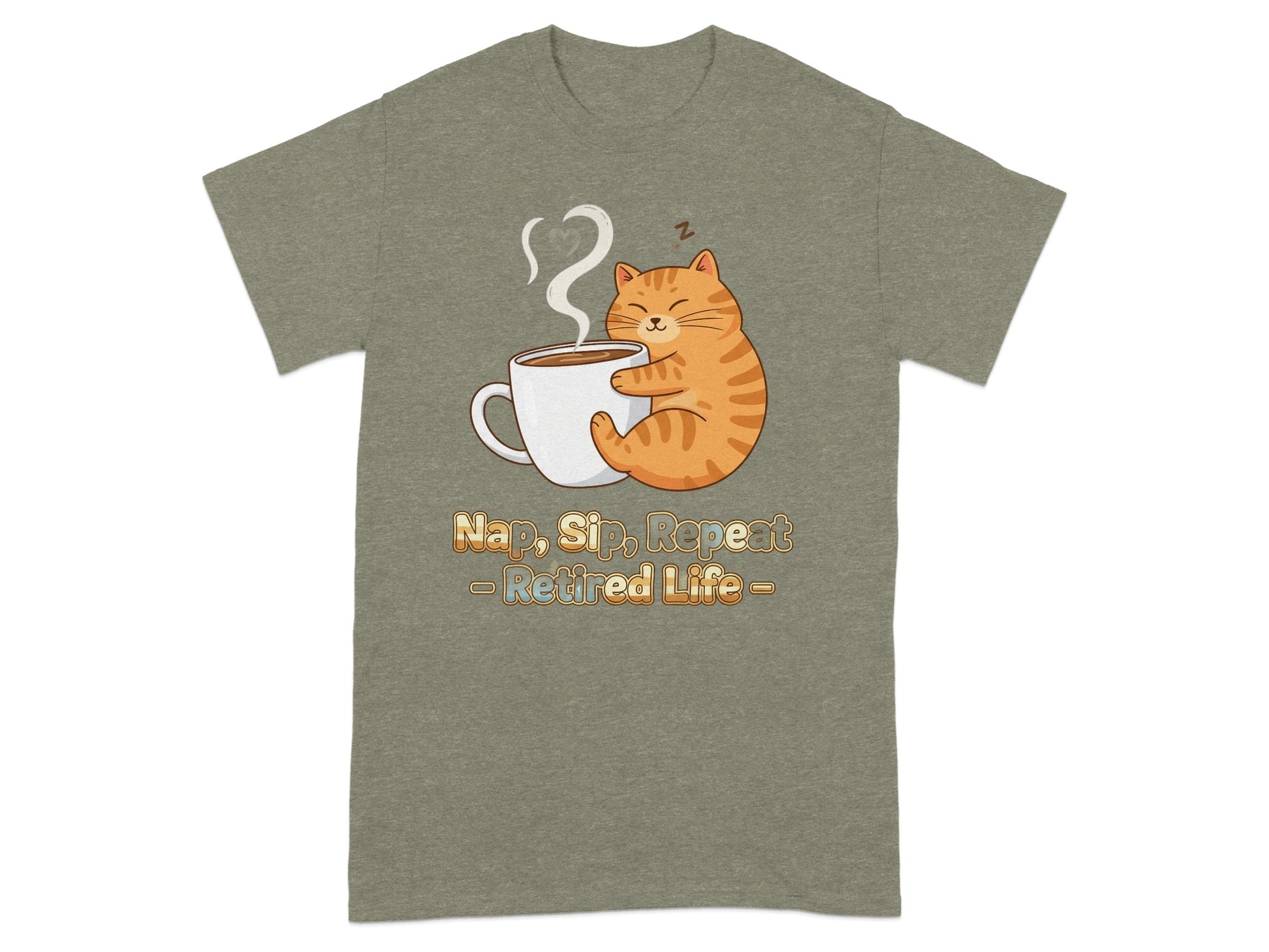 Nap Sip Repeat Retired Life Cat T-shirt