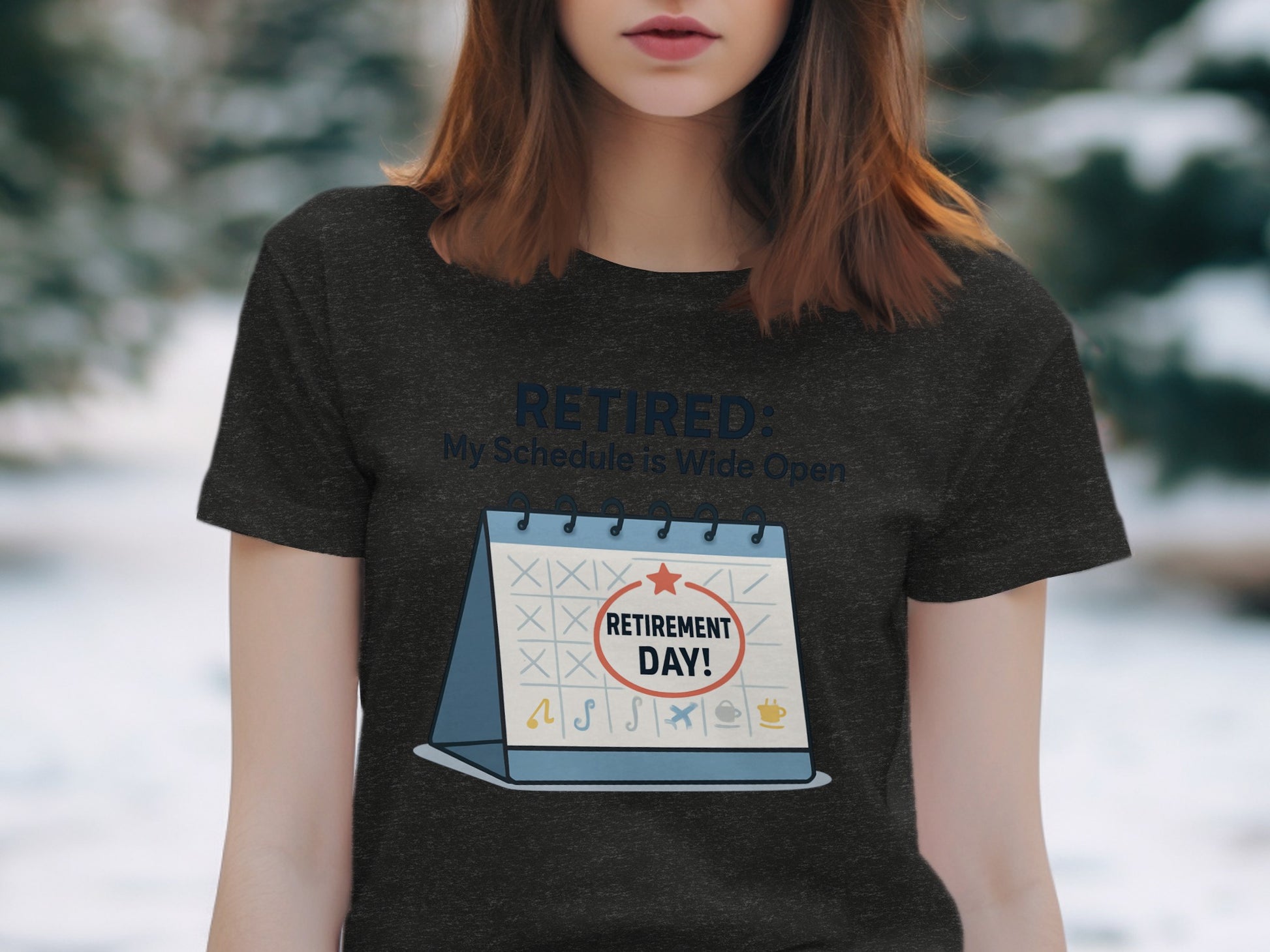 RETIRED: My Schedule is Wide Open | Dark Heaterh Color Bella T-Shirts - Retiree Gifts Retirement Party