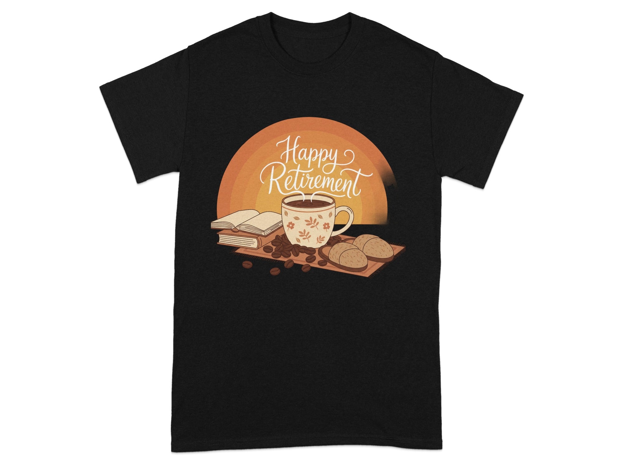 Happy Retirement Coffee and Books Graphic T-Shirt