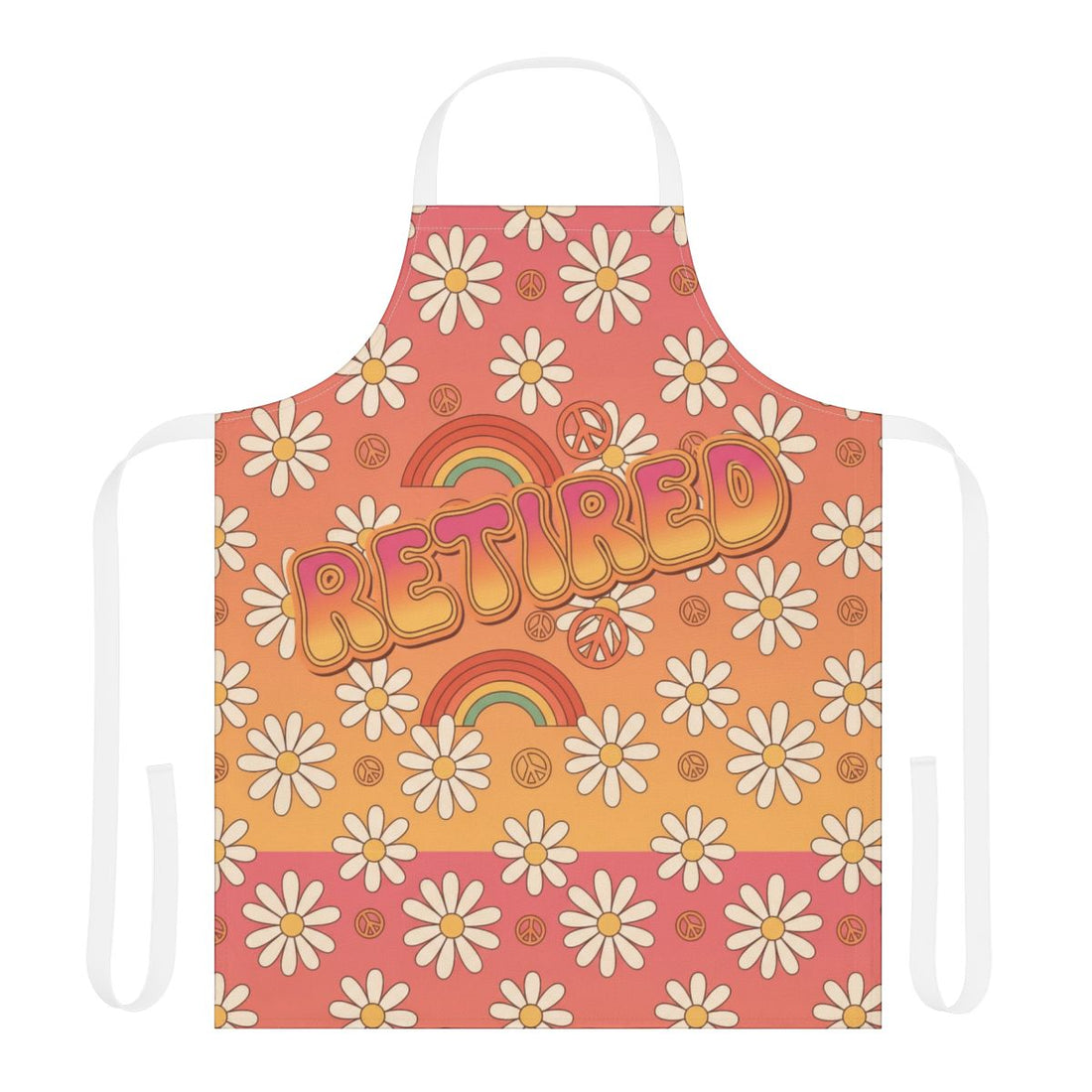 Retired with Daisy and Rainbow Design Apron Product
