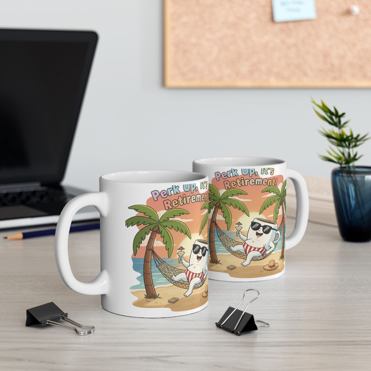 Perk Up Retirement Humorous Coffee Mug Milk Cartoon