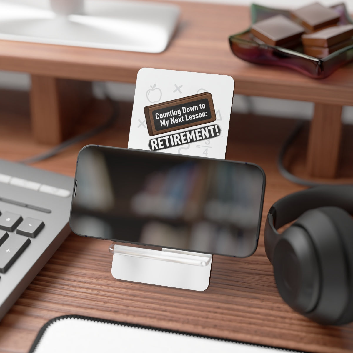 Counting Down to My Next Lesson Retirement | Retirement | Celebrate their career with this custom Personalized Phone Stand or Phone Charger - Retiree Gifts Retirement Party