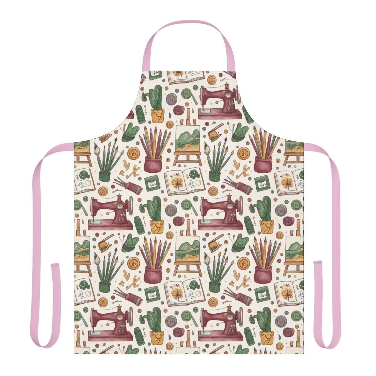 Colorful Handmade Sewing Themed Apron for Craft Enthusiasts