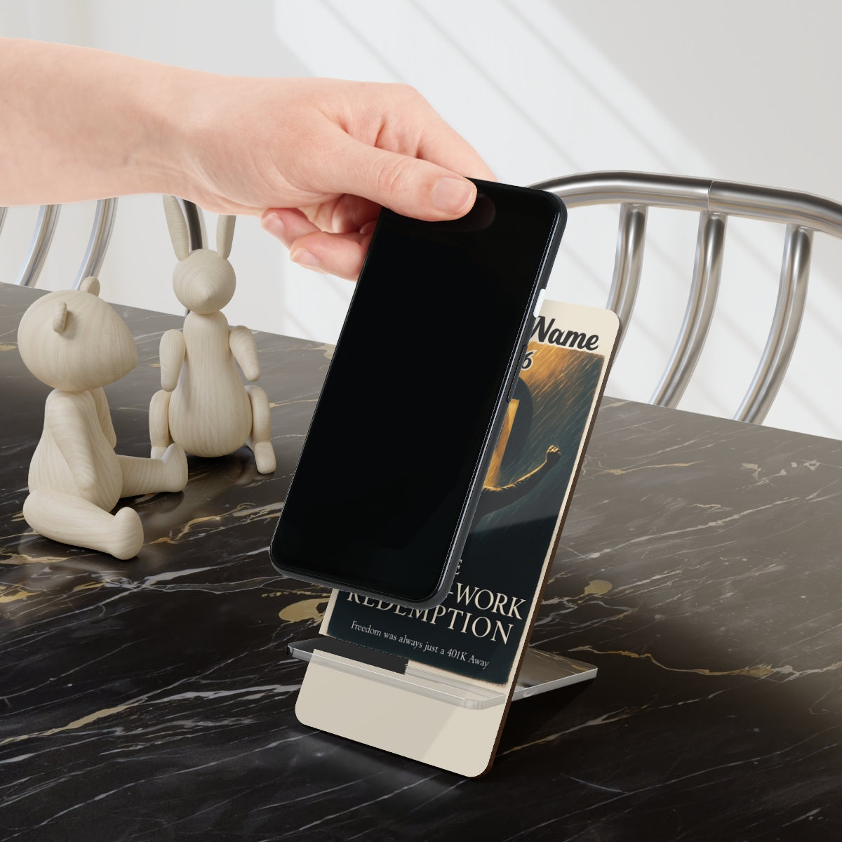 The Stopped Work Redemption | Freedom was always just a 401K Away | Personalized Mobile Phone Display Stand - Retiree Gifts Retirement Party