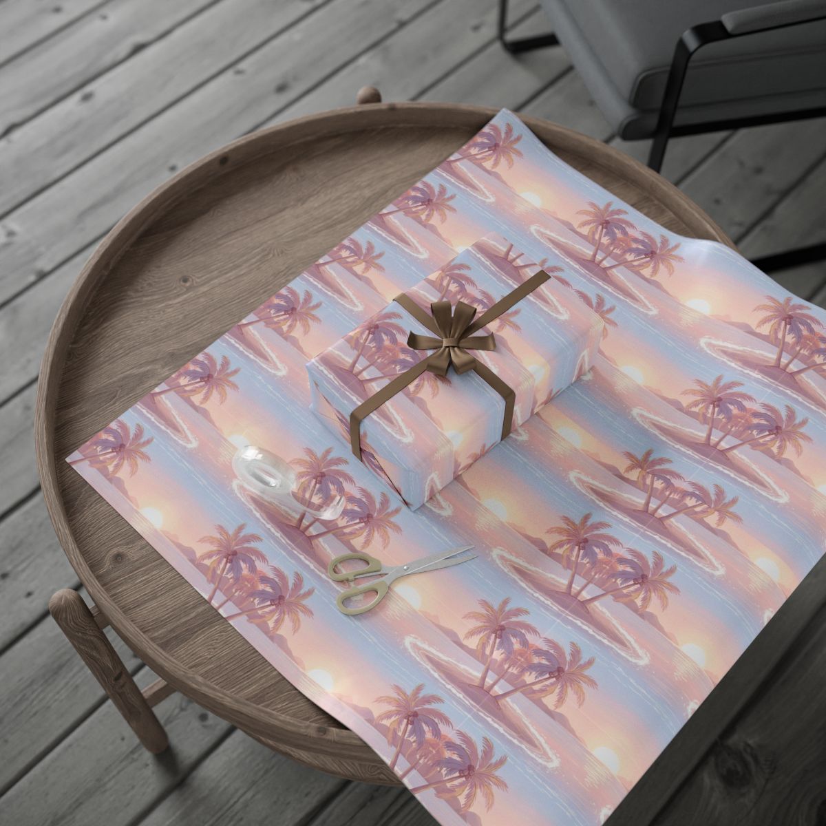 Tropical Sunset Palm Trees Gift Wrap product