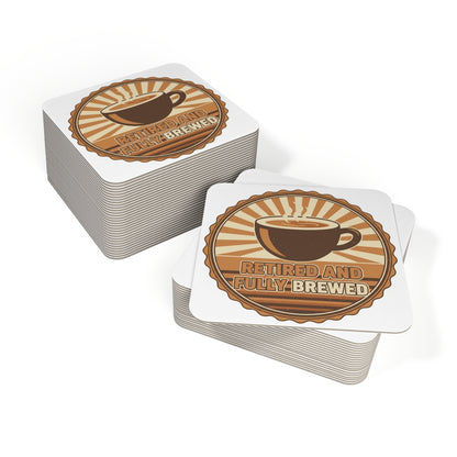 Retired and Fully Brewed Illustrated Coaster Set