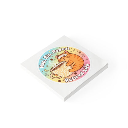 Nap Sip Repeat Retired Life Cat Design Sticker