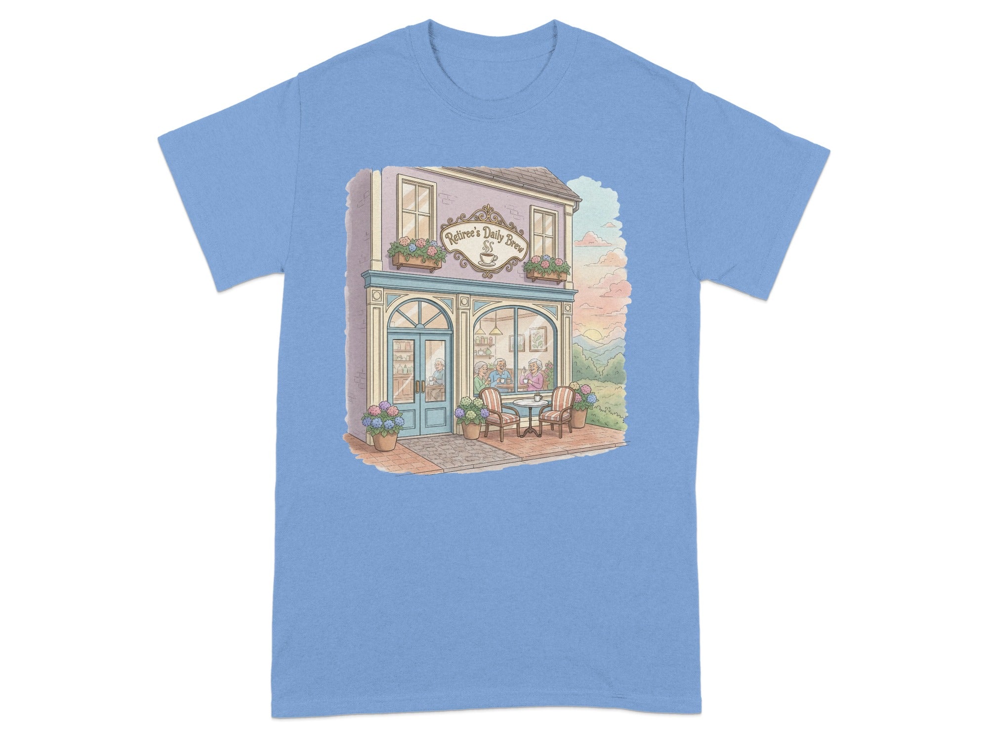 Quaint Bakery Shop Sunset Scene Graphic T-shirt