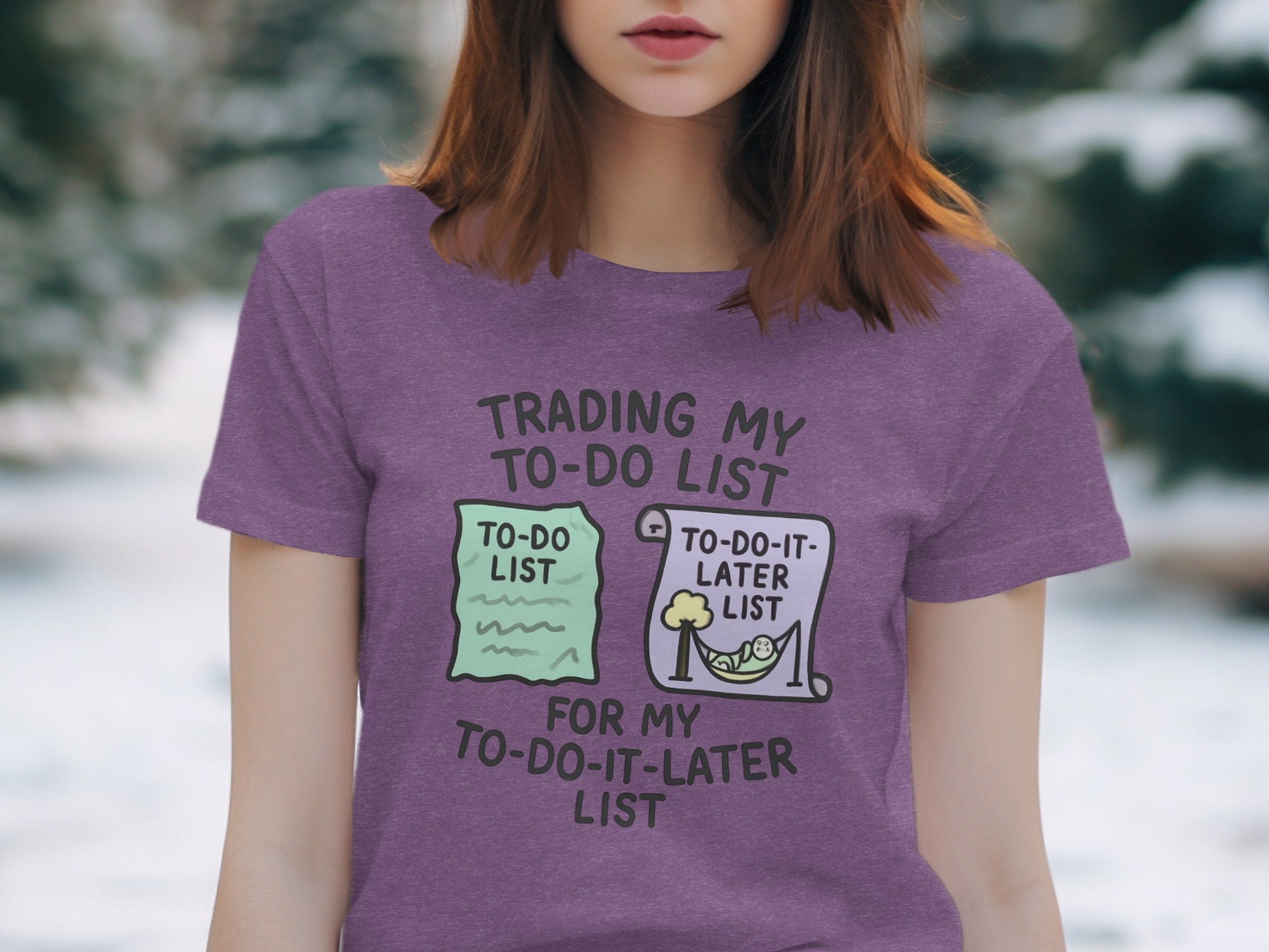Trading My To-Do List for my To-Do-It-Later List | Dark Heather Color Bella T-Shirts - Retiree Gifts Retirement Party