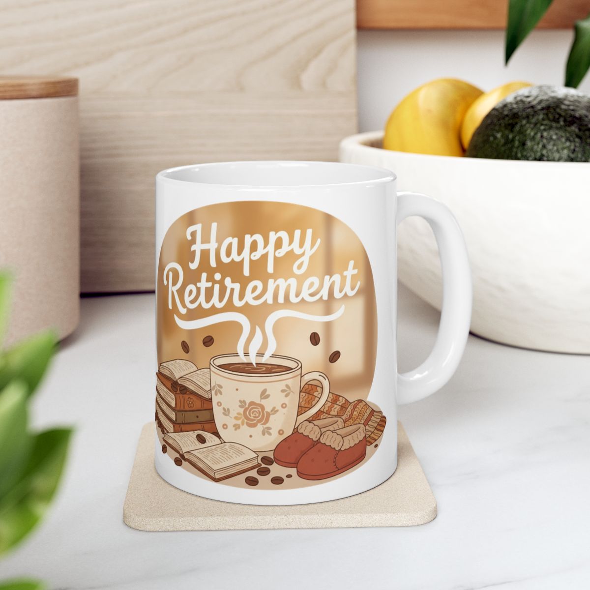 Happy Retirement Coffee Cup with Cozy Design