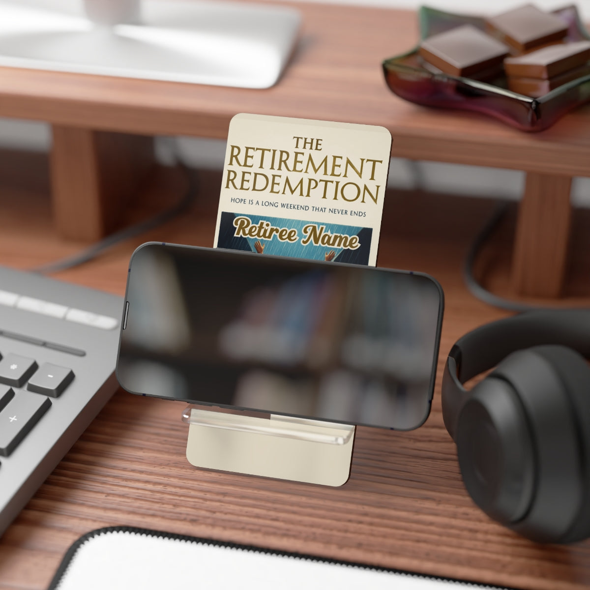 The Retirement Redemption | Hope Is A Long Weekend | Personalized Mobile Phone Display Stand - Retiree Gifts Retirement Party
