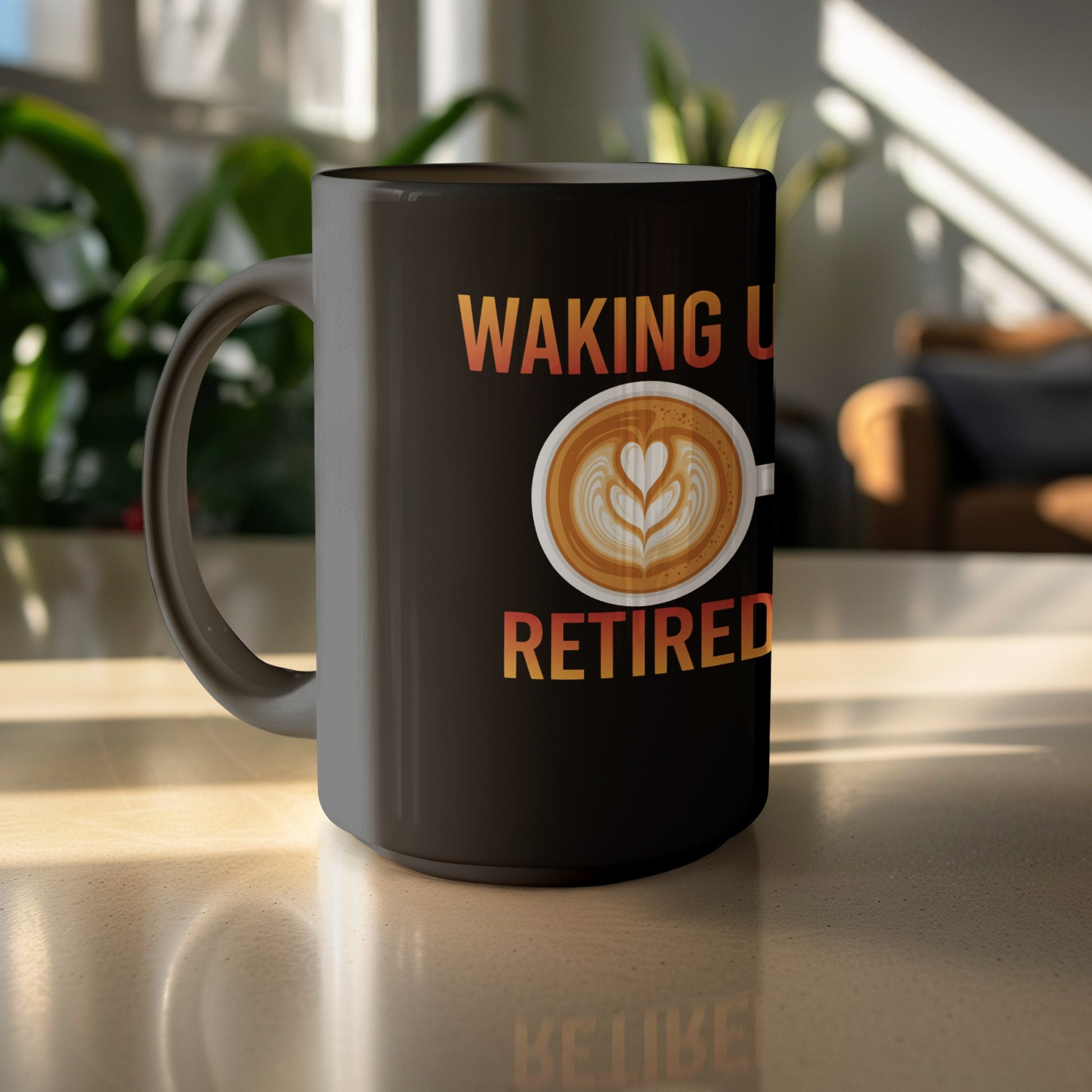 Waking Up Retired Coffee Mug with Latte Art Design