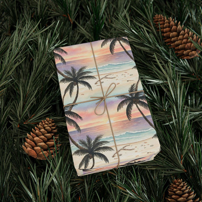 Tropical Island Beach Scene Gift Wrapping Paper product