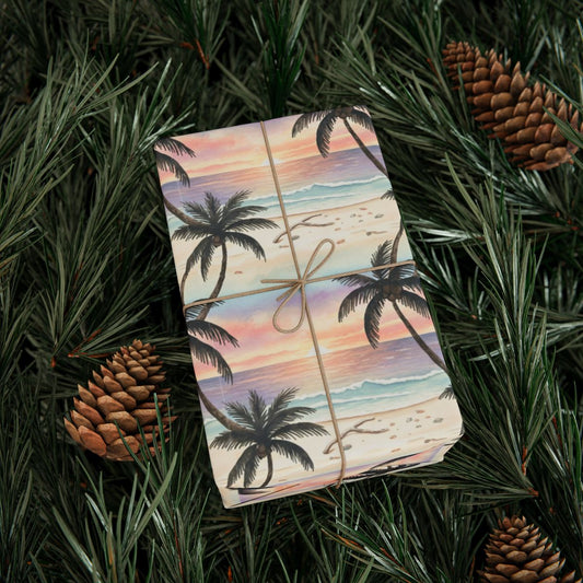Tropical Island Beach Scene Gift Wrapping Paper product