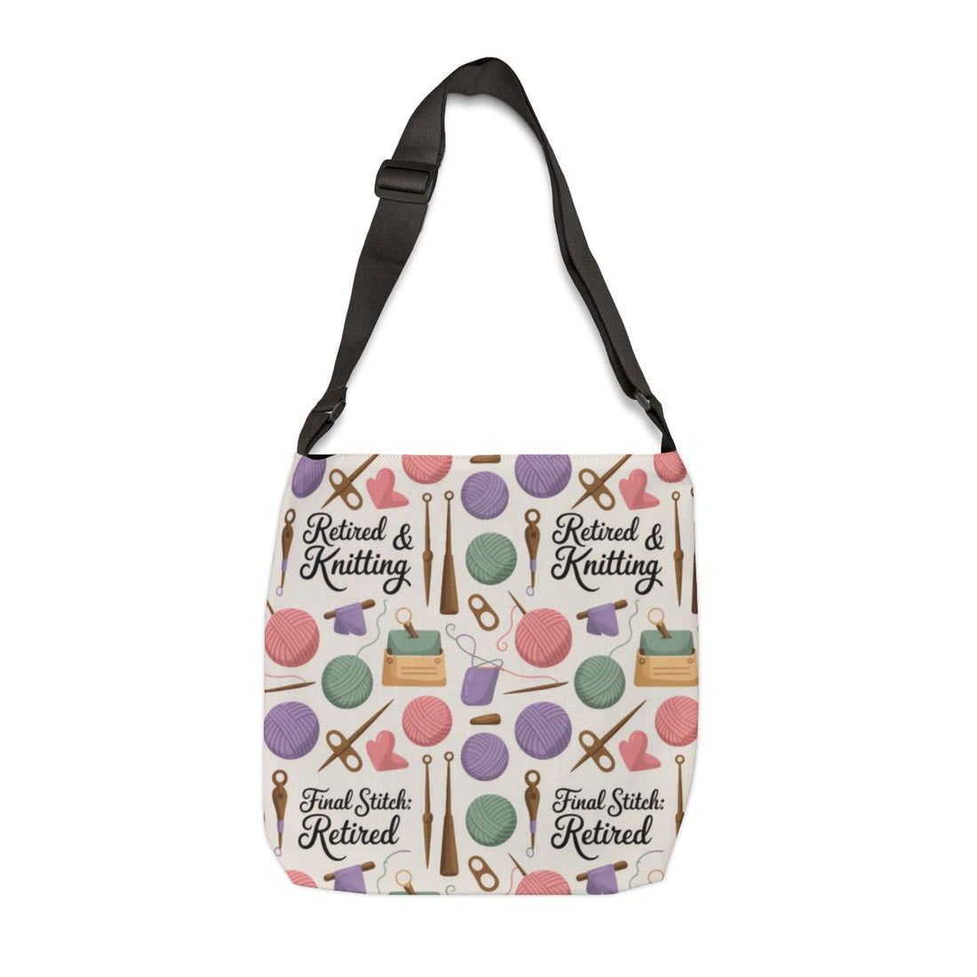 Retired and Knitting Final Stitch Design Canvas Tote Bags - Retiree Gifts Retirement Party
