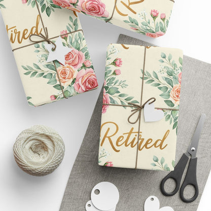 Retired Themed Floral Wrapping Paper for Special Occasions
