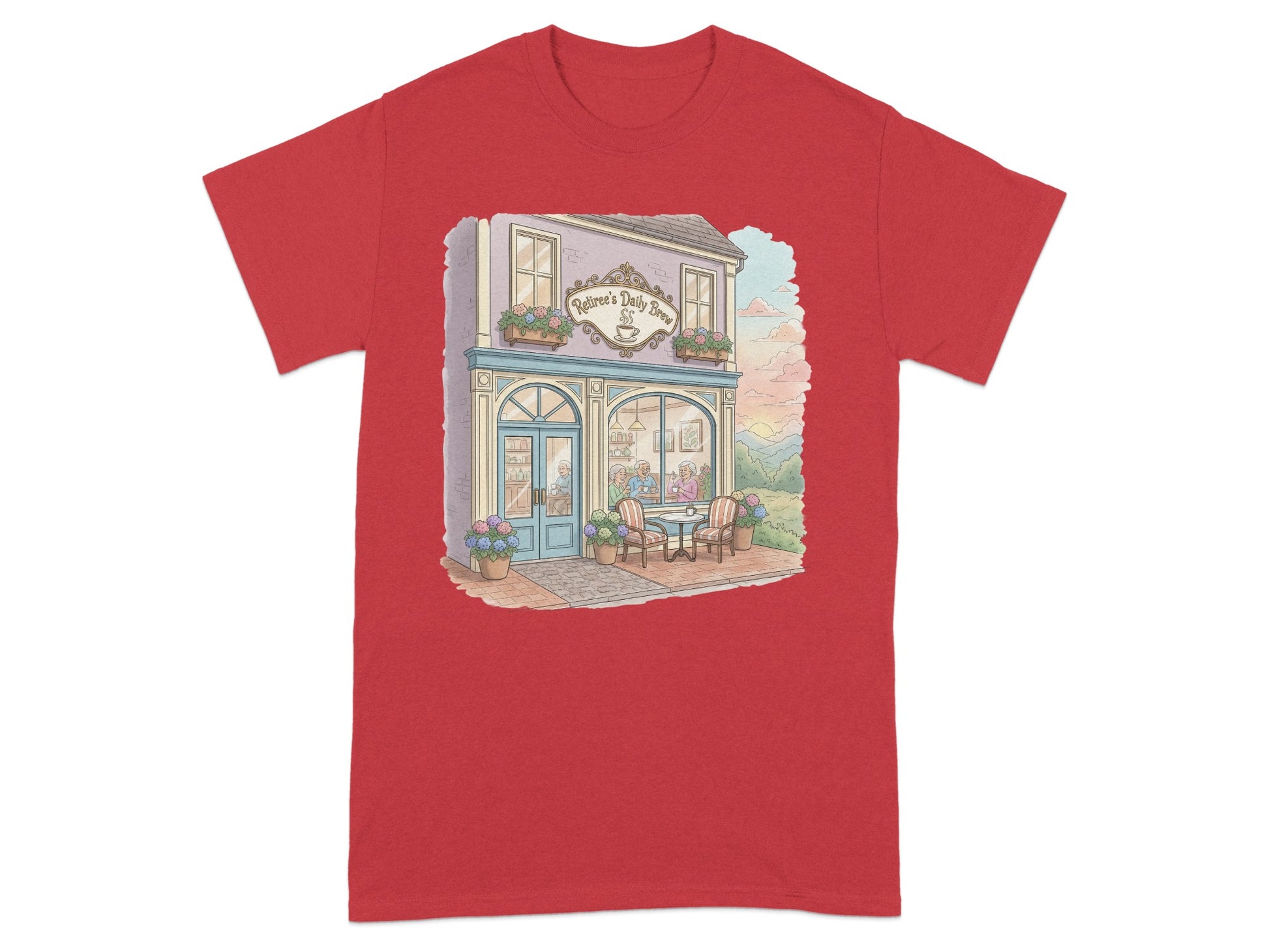 Charming Cafe Scene Illustration T-Shirt