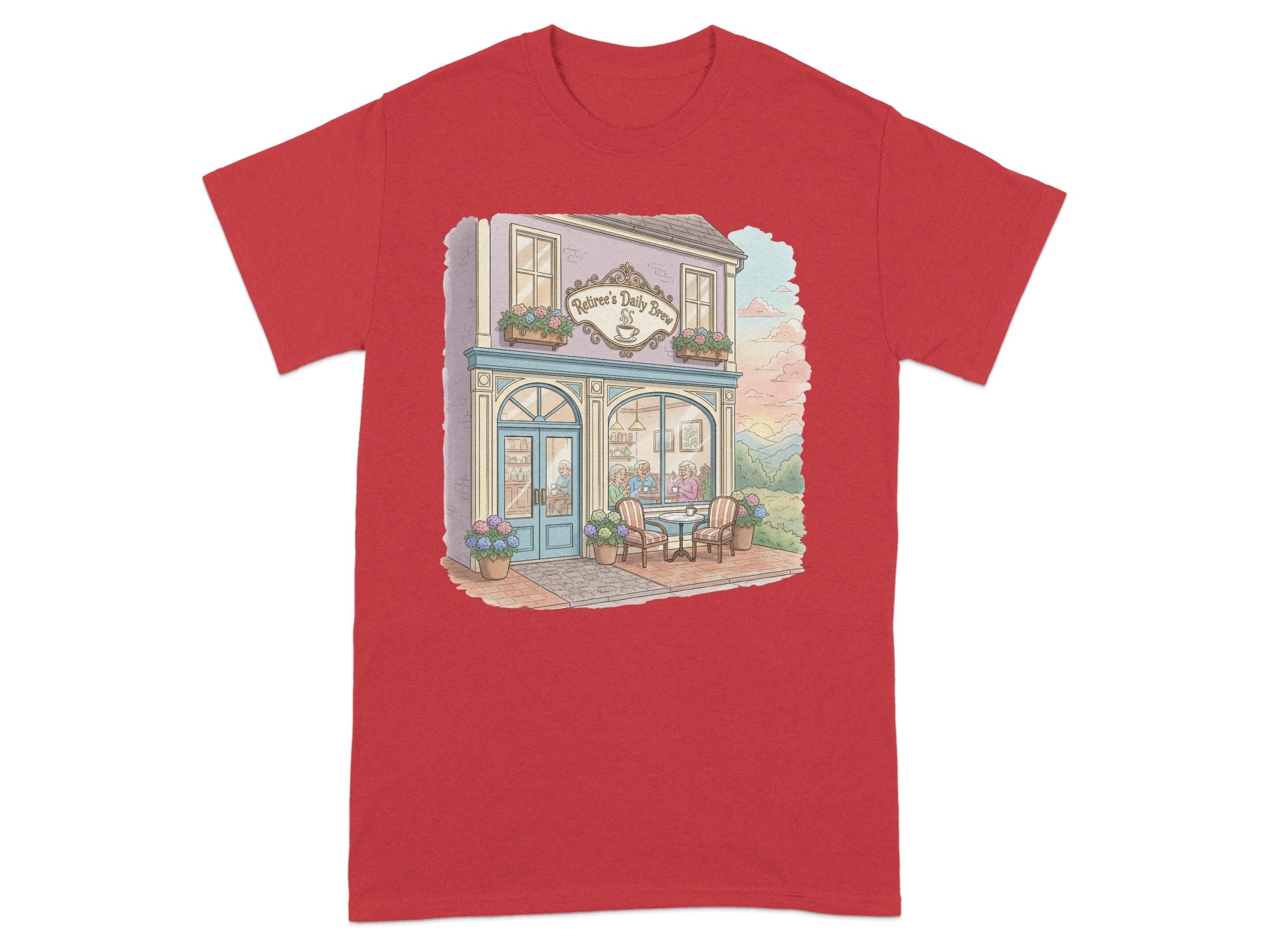 Charming Cafe Scene Illustration T-Shirt